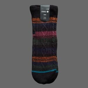Stance Toasted Slipper Crew Socks Black Stripe Medium NWT Unisex